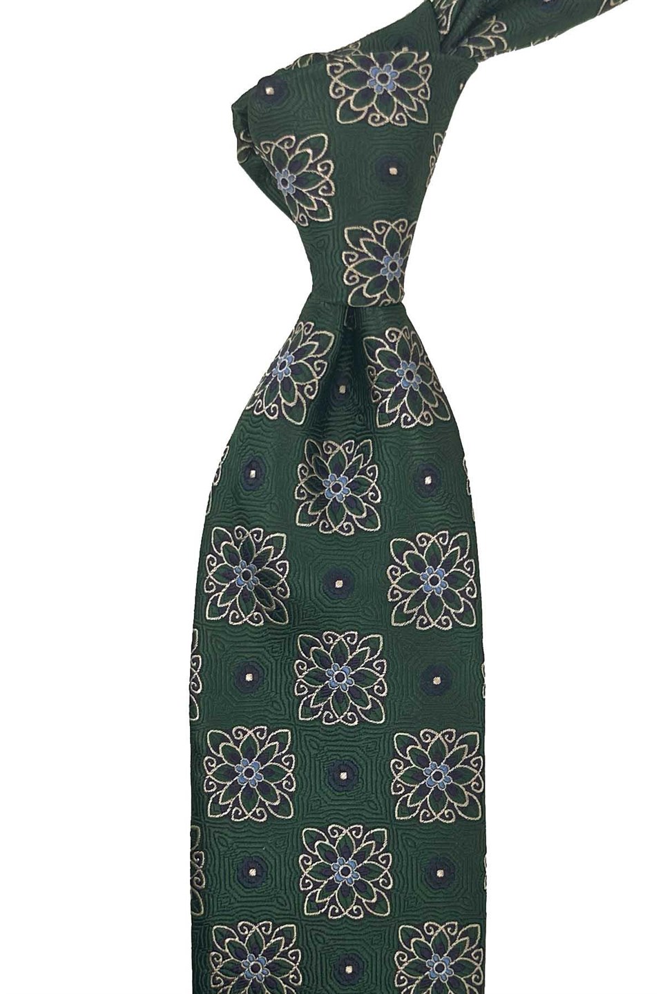Yeşil Motif Desen Mendilli Klasik Kravat KK13740