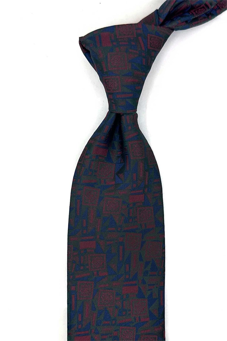 Yeşil Motif Desen Mendilli Klasik Kravat KK14038