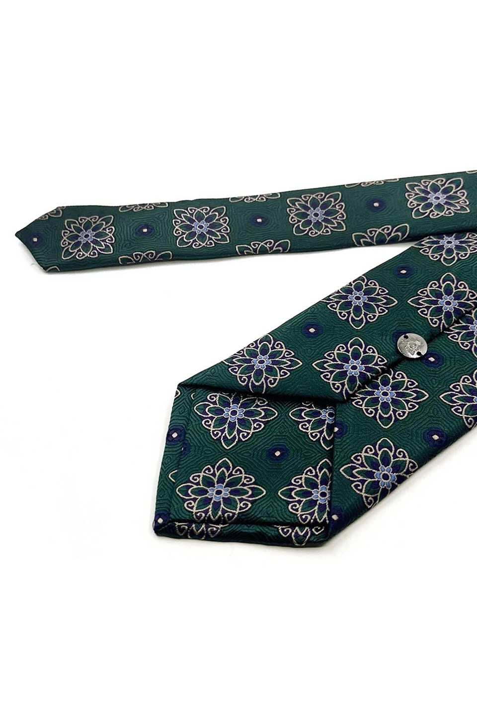 Yeşil Motif Desen Mendilli Klasik Kravat KK13740