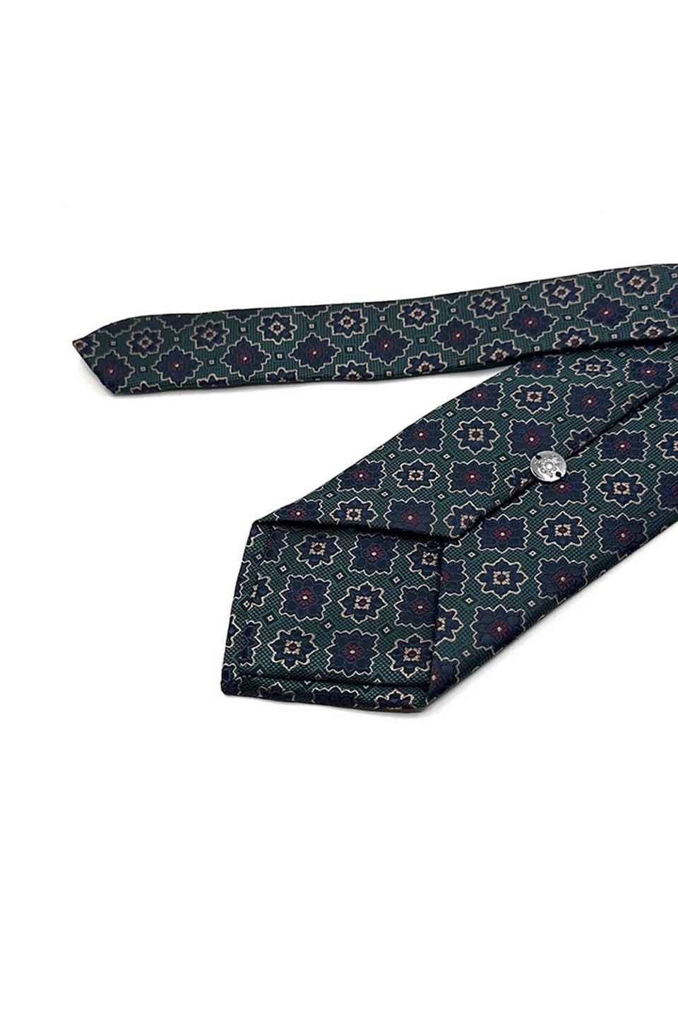 Yeşil Motif Desen Mendilli Klasik Kravat KK13566