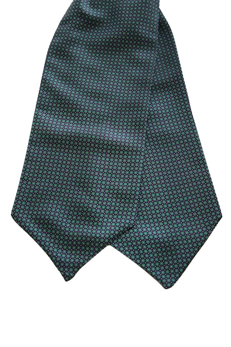 Yeşil - Mürdüm Puantiye Desen İtalyan İpek Ascot Fular K649