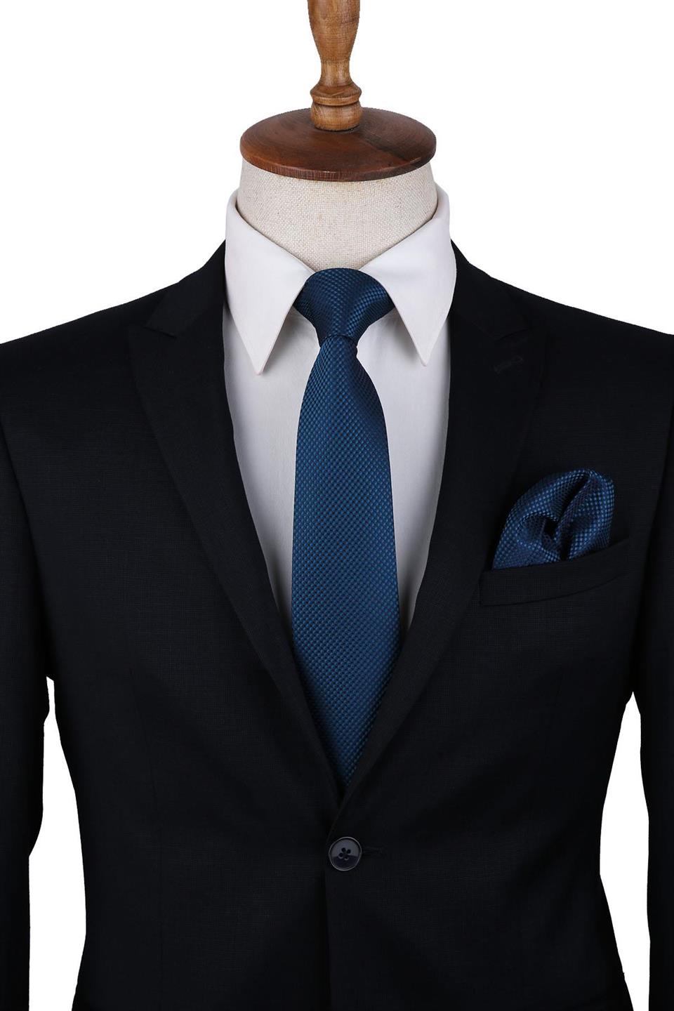 Yeşil Nokta Desen Mendilli Klasik Kravat KK10128