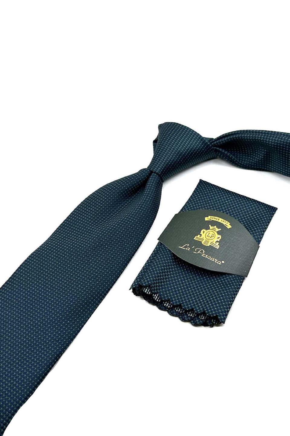 Yeşil Nokta Desen Mendilli Klasik Kravat KK12539