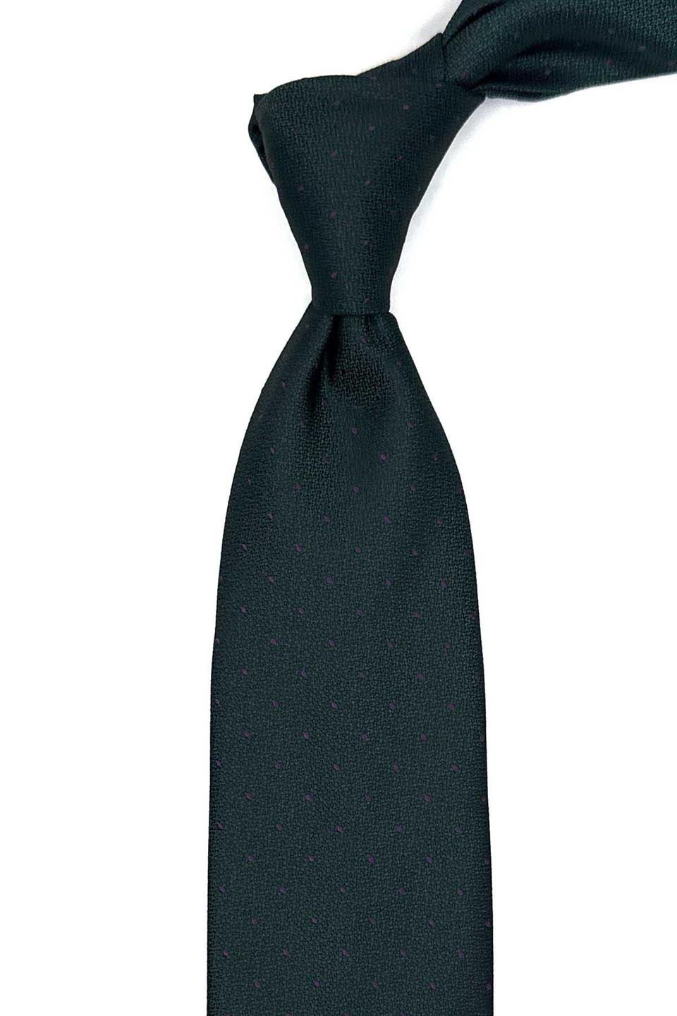 Yeşil Puantiye Desen Mendilli Klasik Kravat KK12890