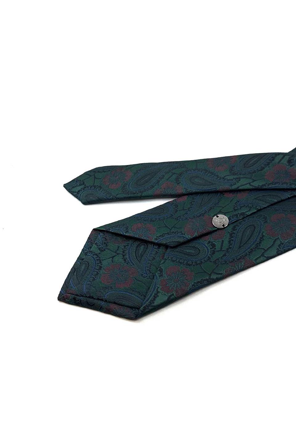 Yeşil Şal Desen Mendilli Klasik Kravat KK13126