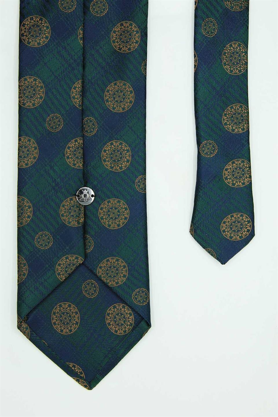 Yeşil - Sarı Motif Kravat