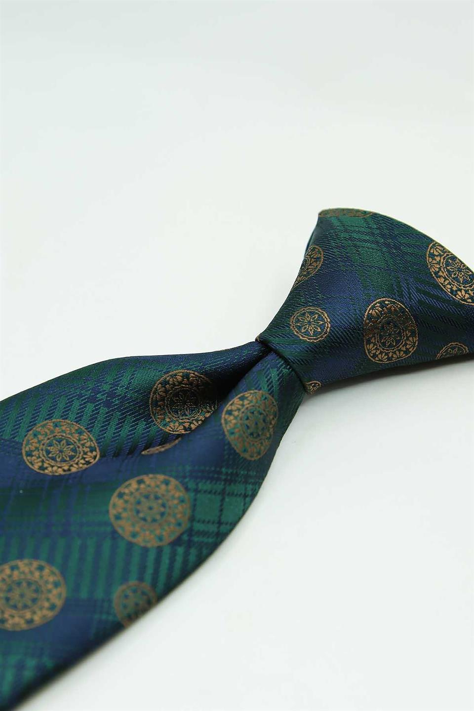 Yeşil - Sarı Motif Kravat