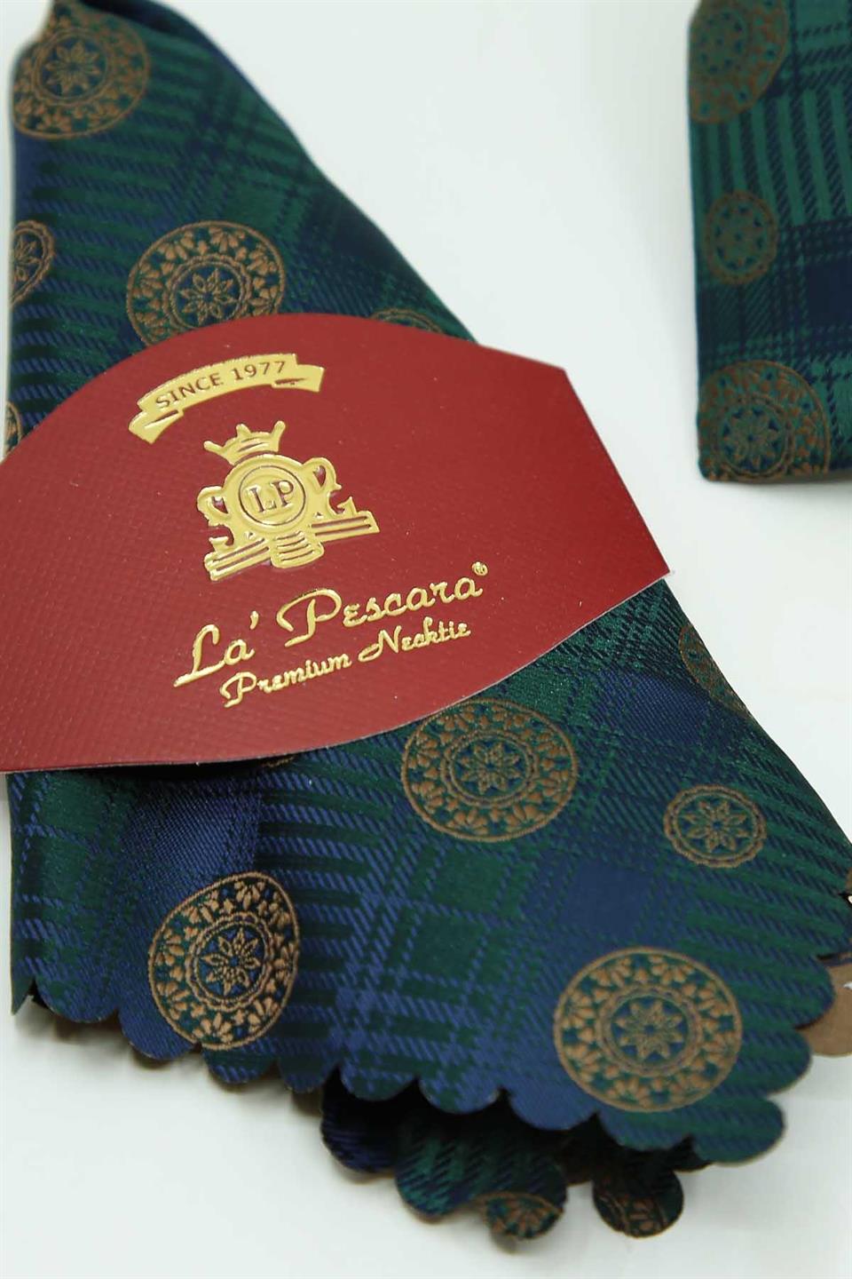 Yeşil - Sarı Motif Kravat