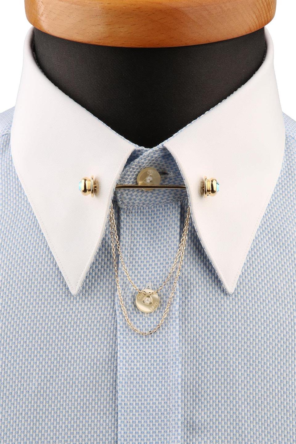 Yeşil Taşlı Zincirli Gömlek Yaka İğnesi GI217