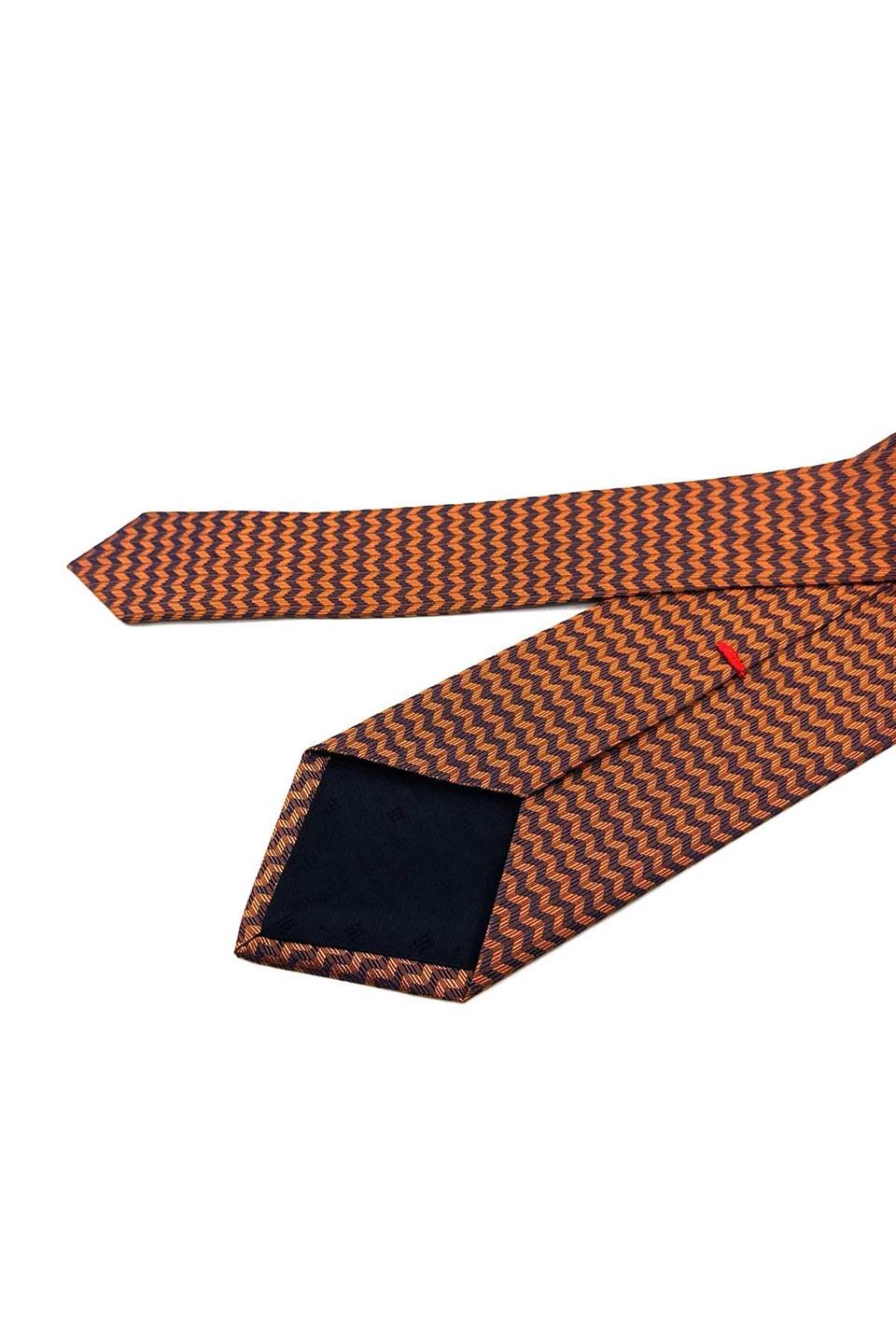 Zephyr Style Turuncu Motif Desen İtalyan İpek Kravat İK1578