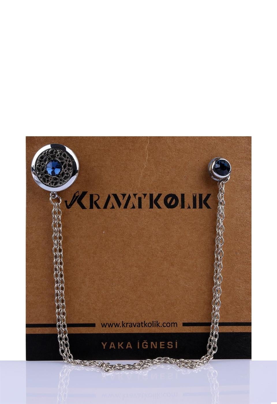 Zincirli Taşlı Yaka İğnesi Broş YI82