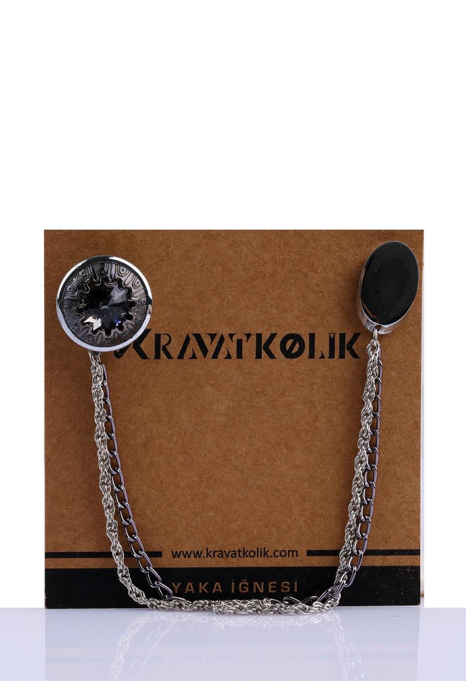 Zincirli Taşlı Yaka İğnesi Broş YI83