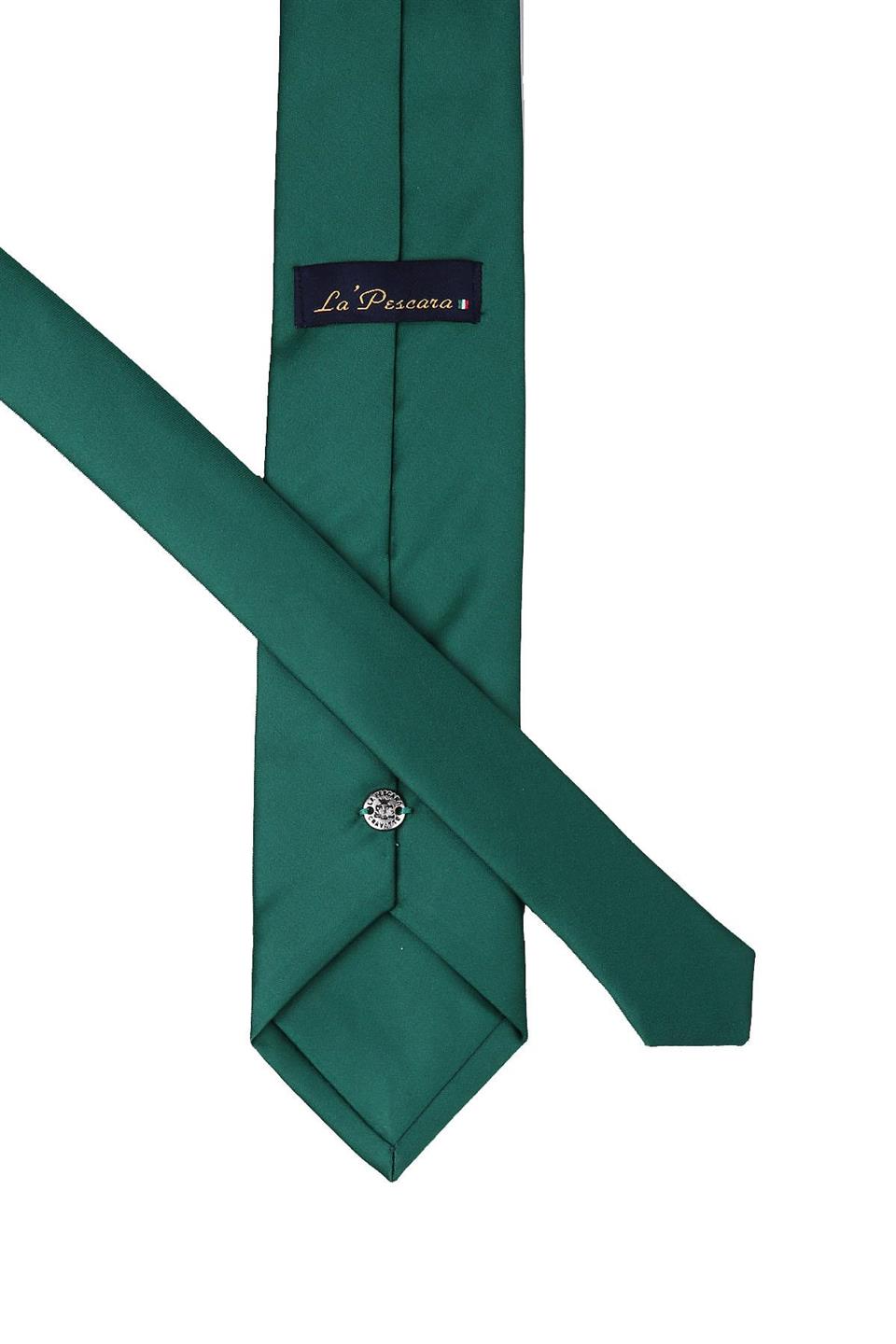 Zümrüt Yeşili Mendilli Düz Saten Kravat 1113
