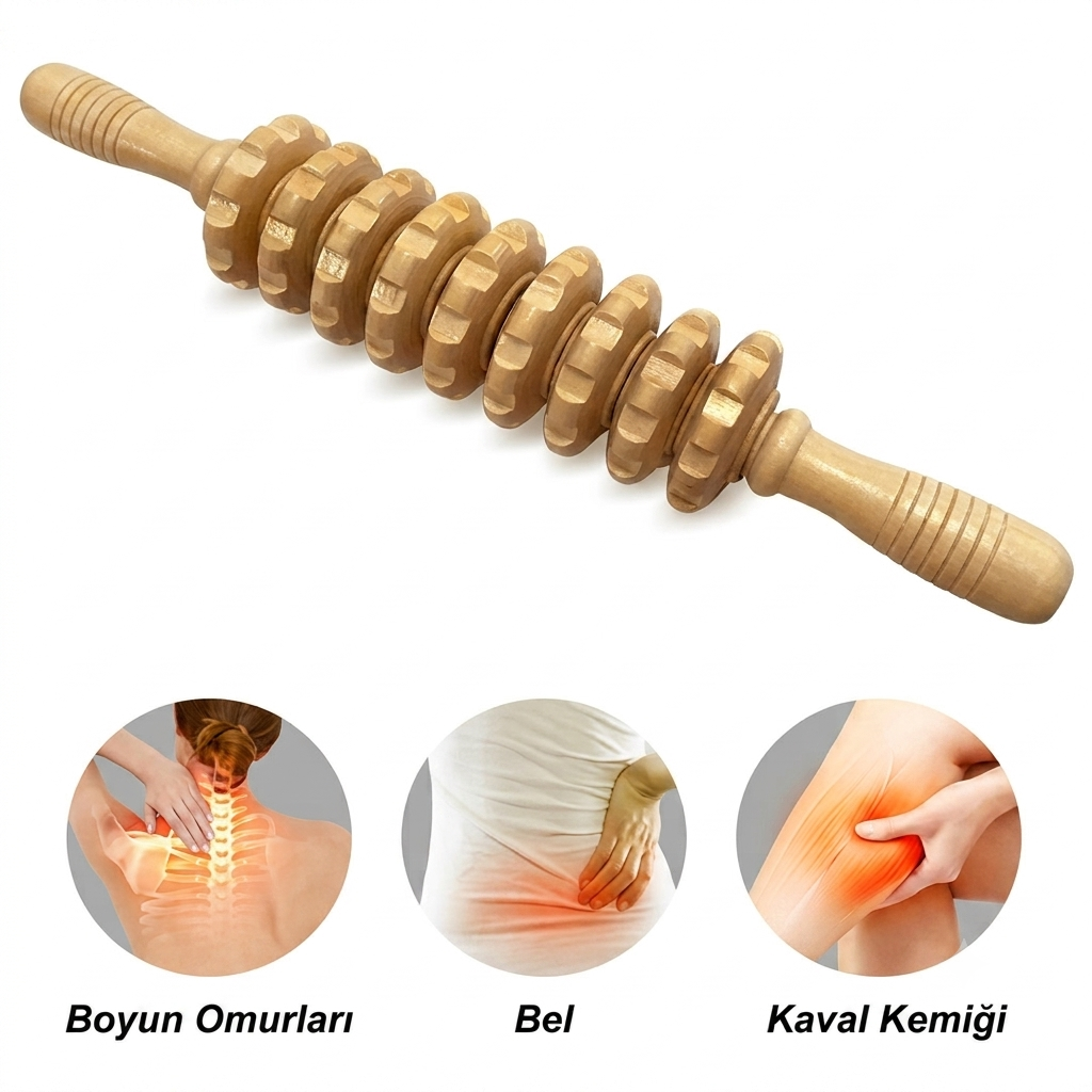 AKUPUNKTUR MALZEMELERİAhşap Masaj Merdanesi - 40cm