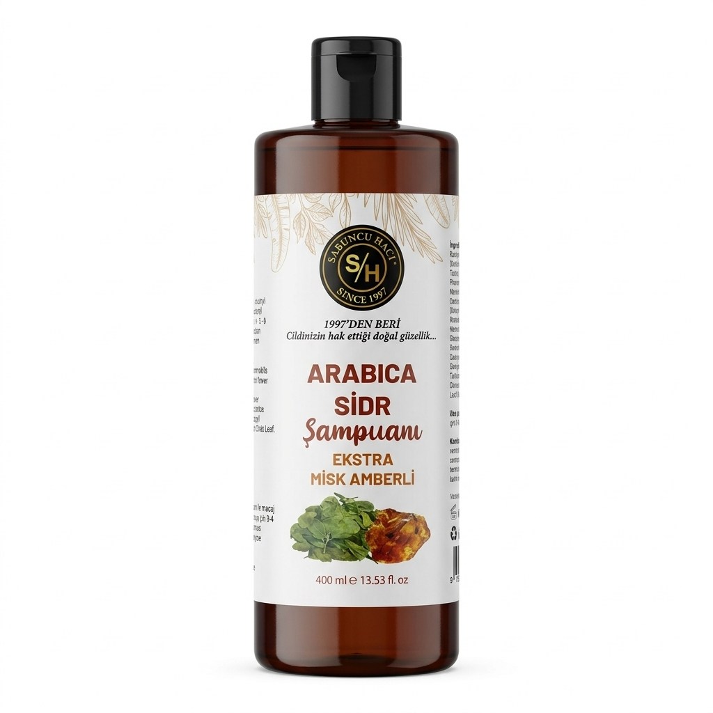 DOĞAL ŞAMPUANLARSabuncu Hacı Sidr Özlü & Misk Amberli Doğal Şampuan 400 ml – Saç Dökülmesine Karşı BakımSabuncu Hacı Sidr Özlü & Misk Amberli Doğal Şampuan 400 ml