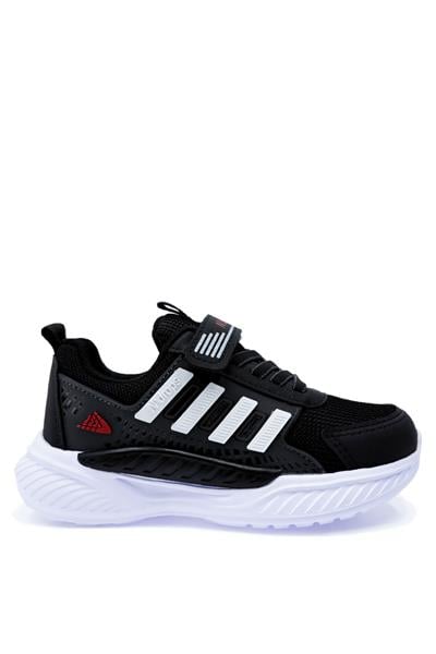 Kidx Drops Stripes Sneaker Erkek Çocuk Spor Ayakkabı Siyah Beyaz