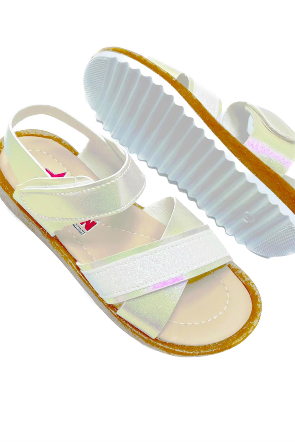Kidx Arz1098 Kız Çocuk Çapraz Bantlı Ortopedik Sandalet Altın 