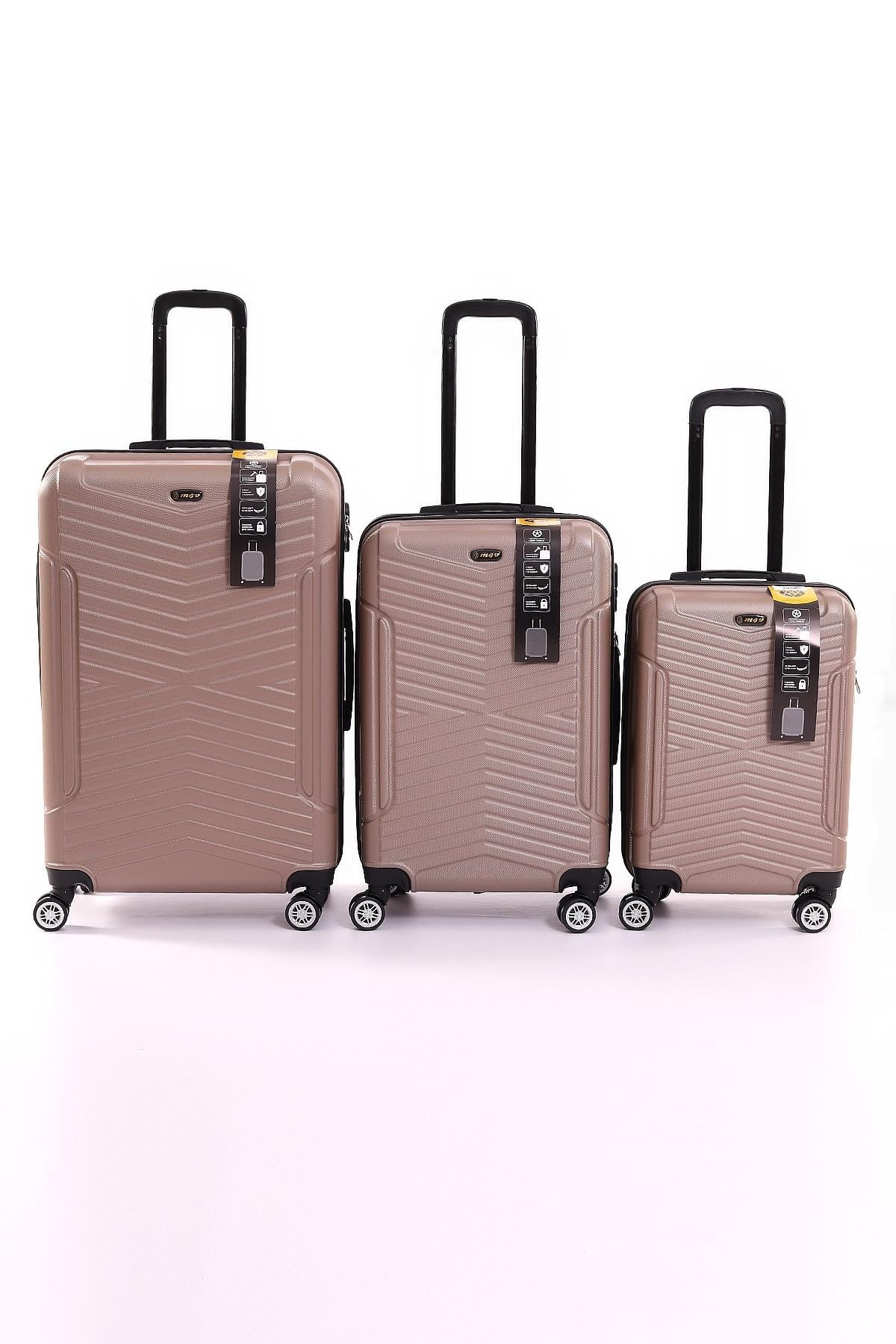 V140 ABS  Yuvarlak Model Kabuk Valiz 3'lü Set