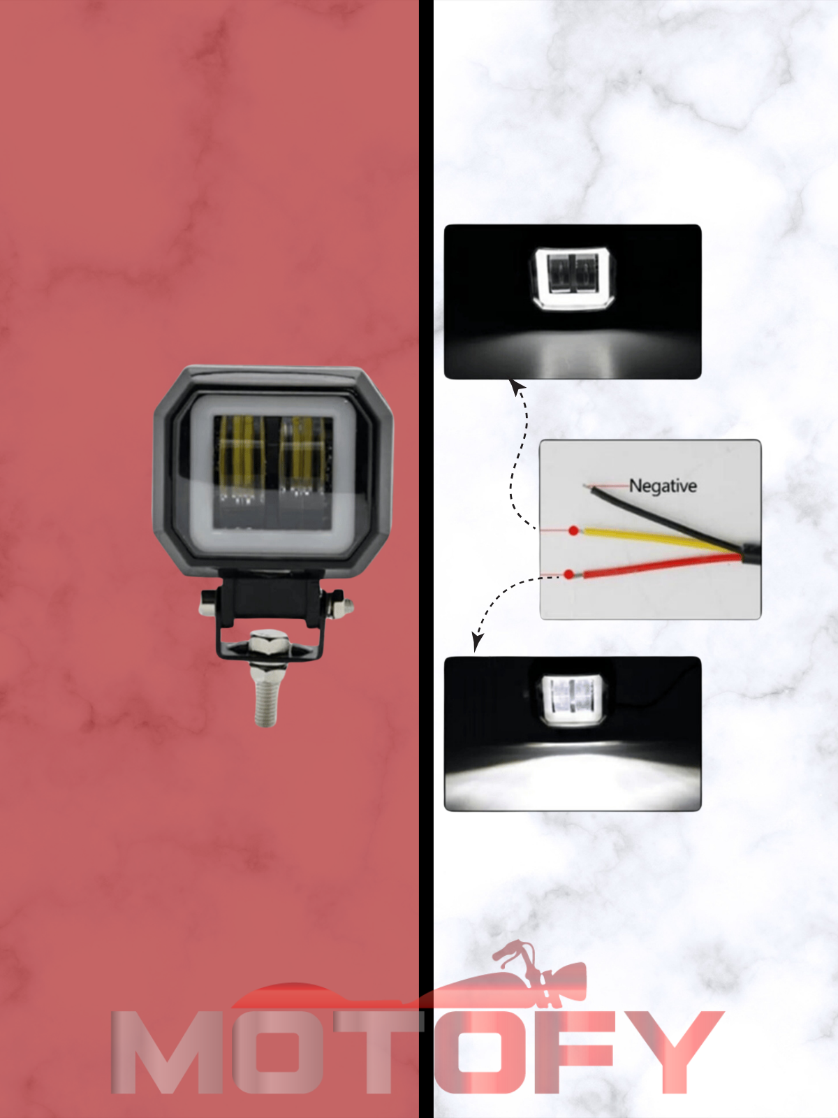 6D MERCEKLİ ANGEL MODLU LED MOTOSİKLET SİS FARI TAKIMI + USB'Lİ BUTON + STANDART BUTON