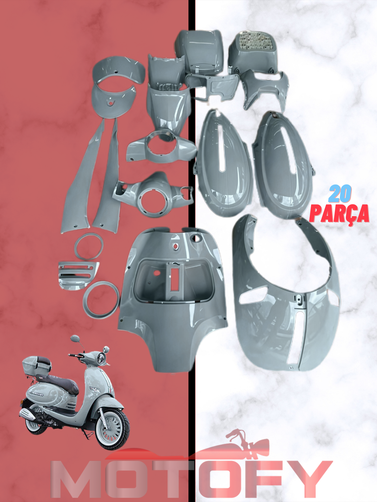 ARORA CAPPUCİNO 50 - 125 KAPORTA GRENAJ TAKIMI GRİ ORİJİNAL
