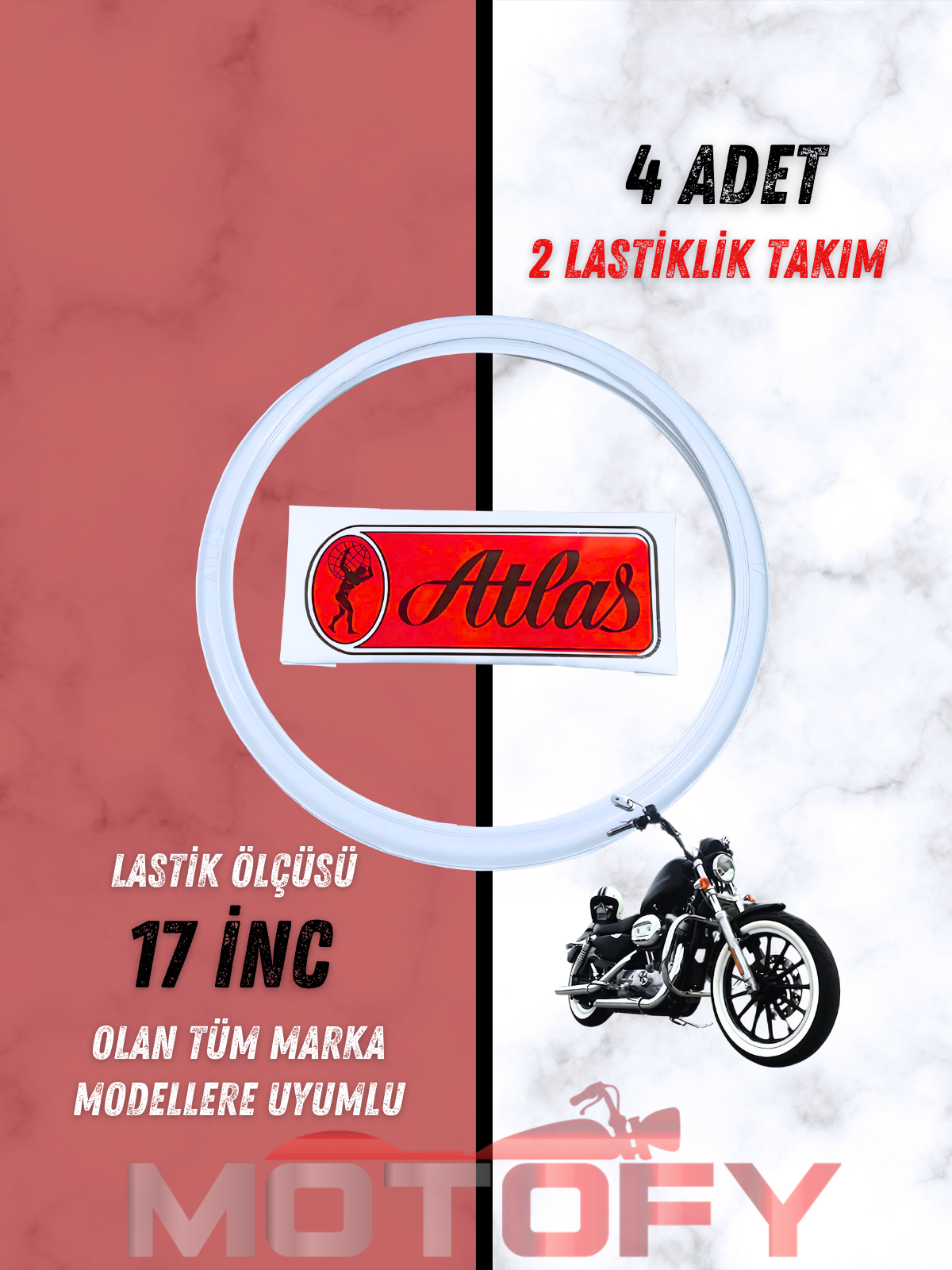 ATLAS 17 İNC BEYAZ LASTİK YANAĞI TAKIMI (2 LASTİK İÇİN)