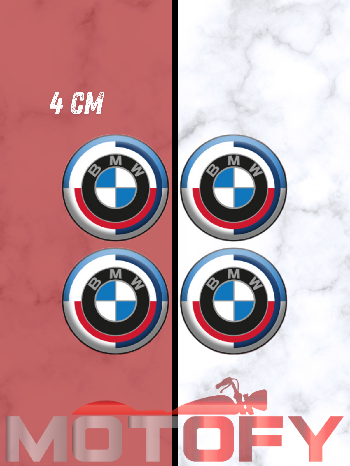 BMW KORUMA TAKOZU LOGOSU MAVİ BEYAZ 4 ADET DAMLA ETİKET 4CMX4CM