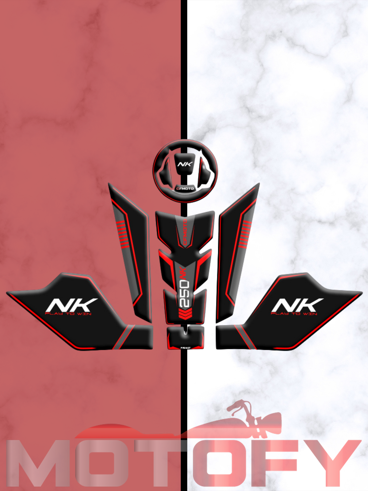 CF MOTO 250 NK TANK PAD SETİ KIRMIZI SİYAH
