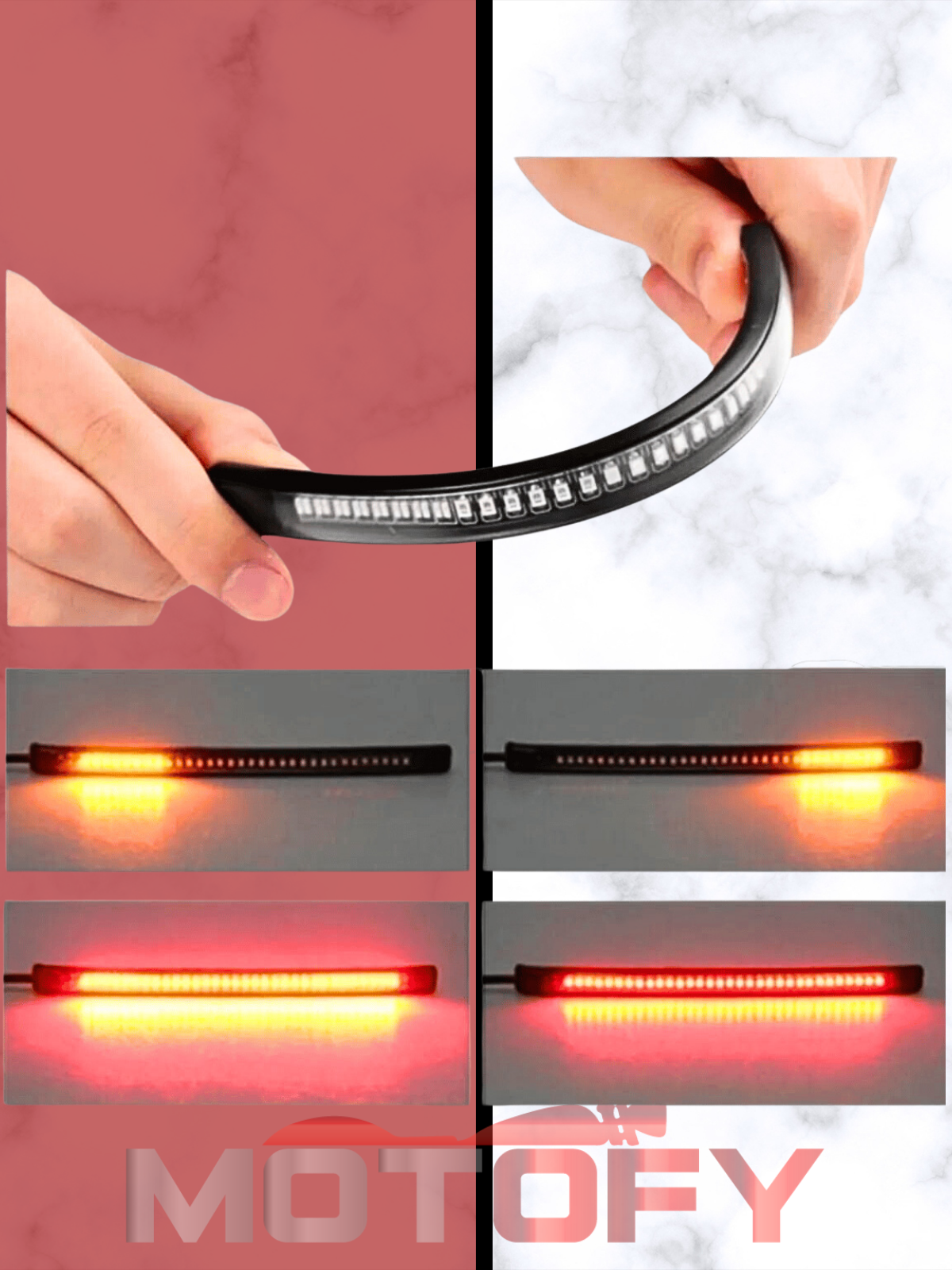 CUSTOM MOTOSİKLET LED ÇUBUK STOP SİNYAL ESNEK 32 LEDLİ FLEXİBLE SİNYAL VE STOP MODLU