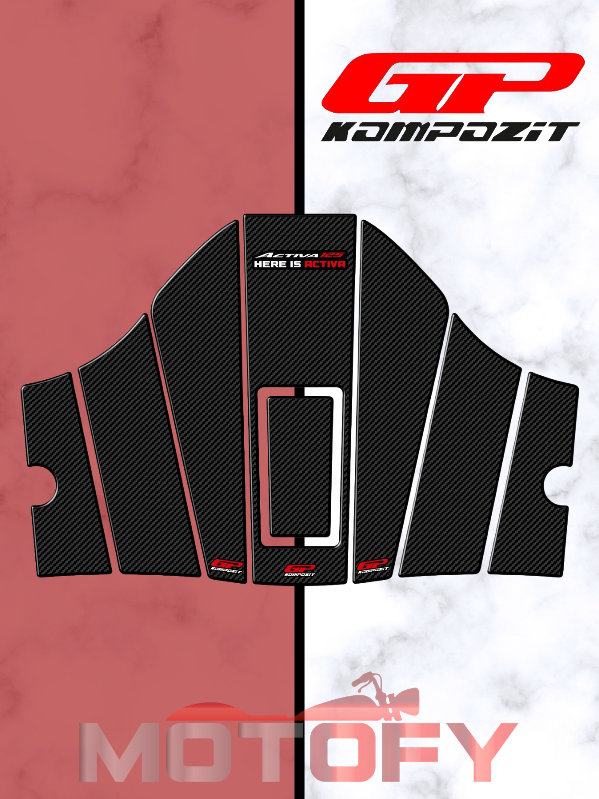 GP Kompozit Honda Activa 125 2023-2024 Uyumlu Tank Pad Seti Karbon