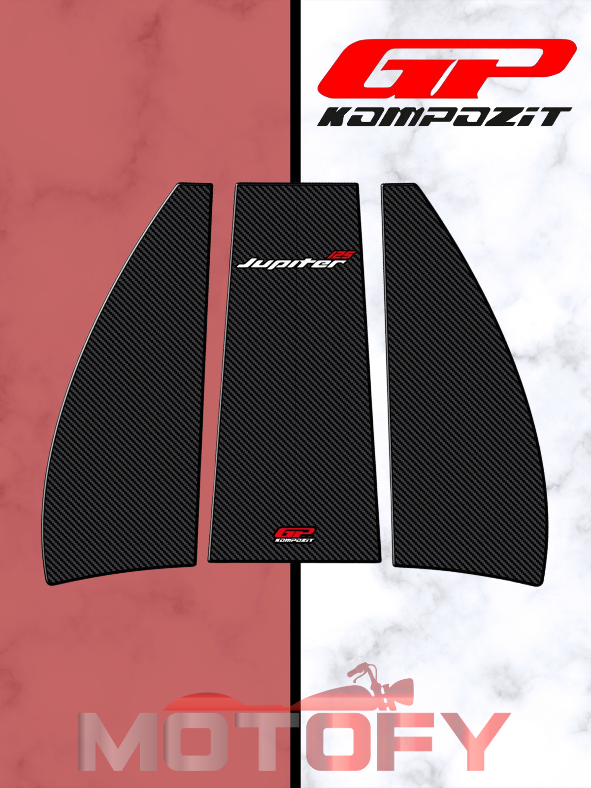 GP Kompozit TVS Jupiter 125 2023-2024 Uyumlu Tank Pad Seti Karbon