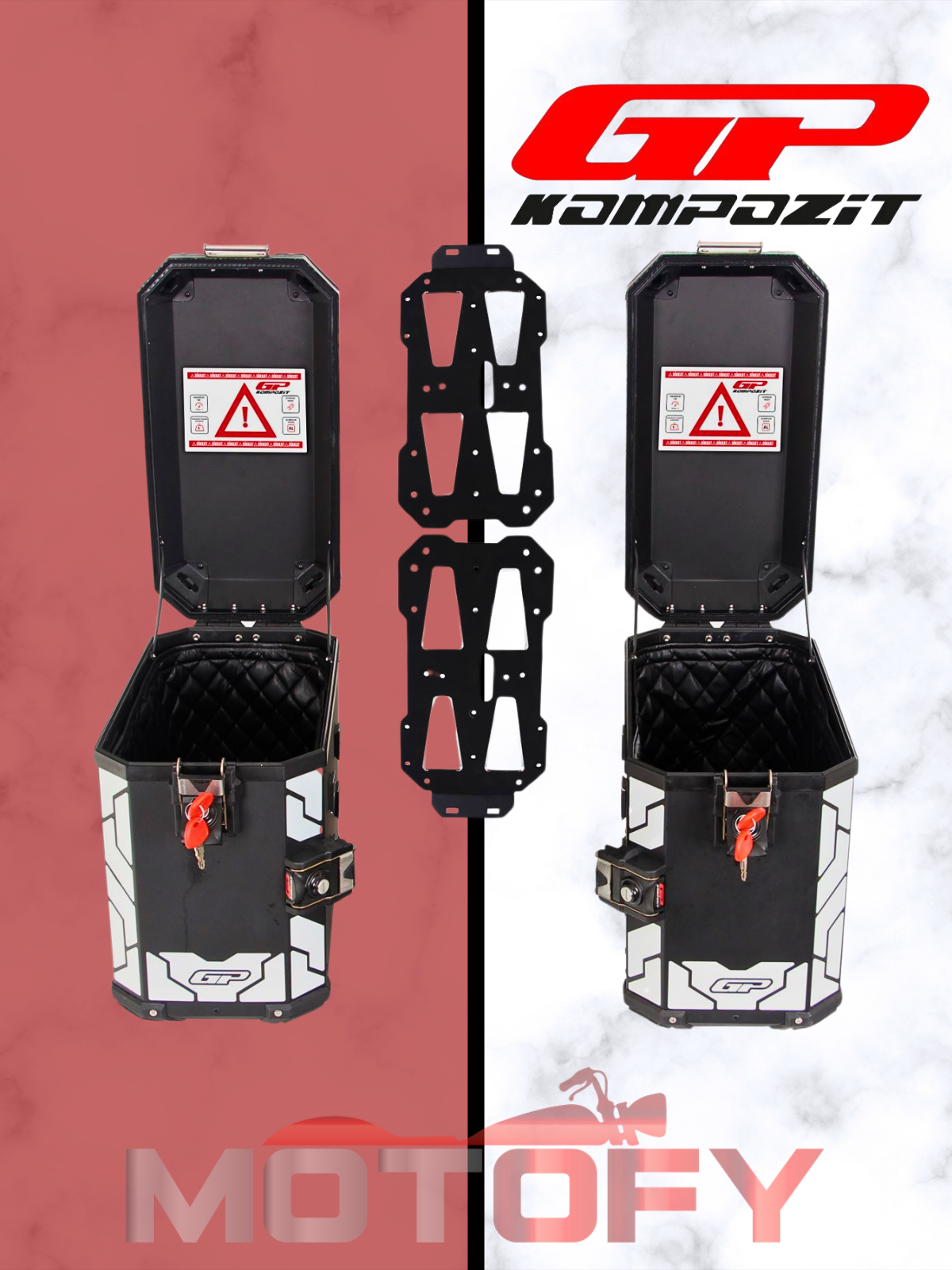 GP Kompozit Universal 40 lt x 2 Alüminyum Motosiklet Yan Çanta Seti SİYAH