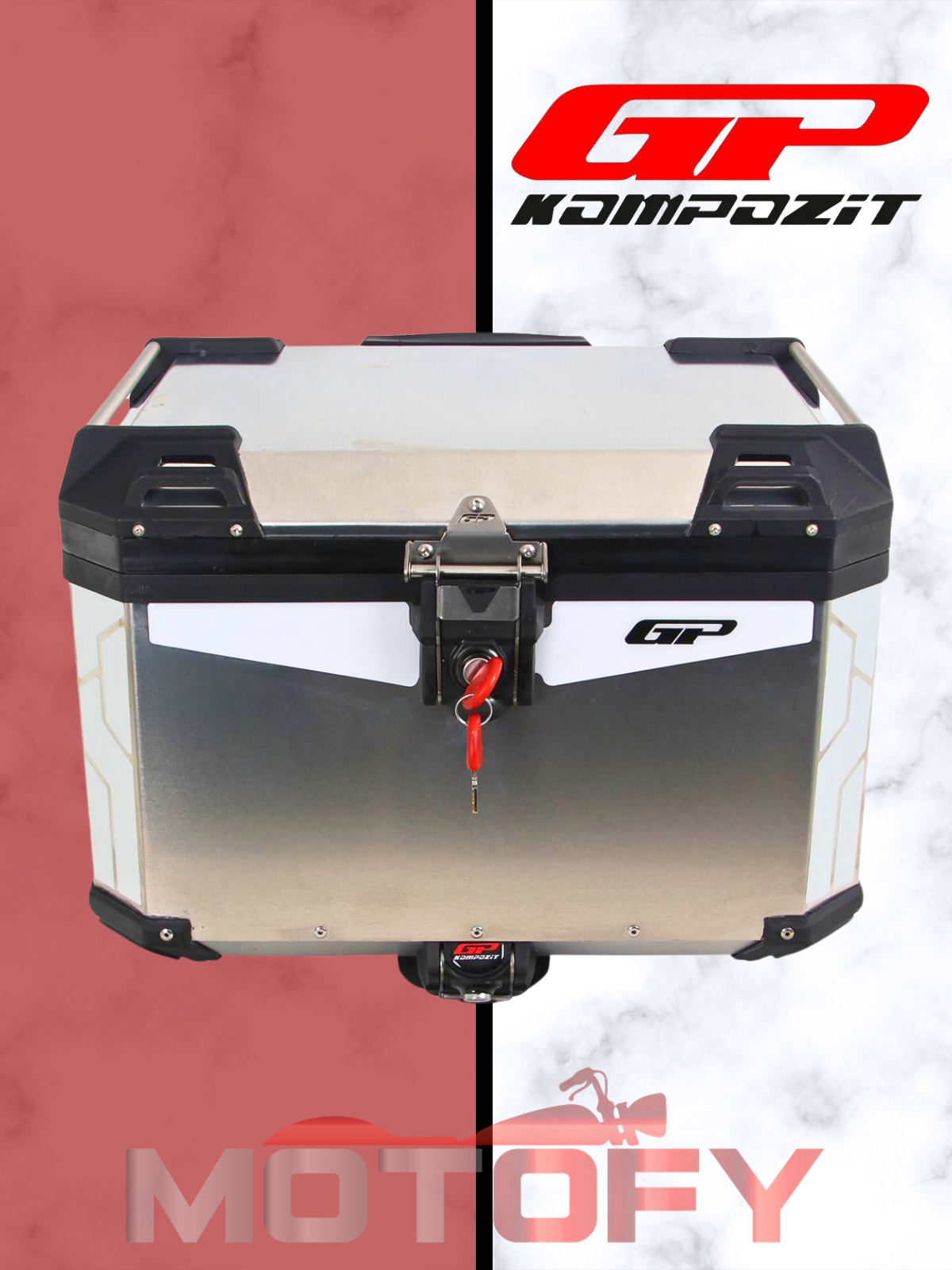 GP Kompozit Universal 57 lt Alüminyum Motosiklet Çantası Gri