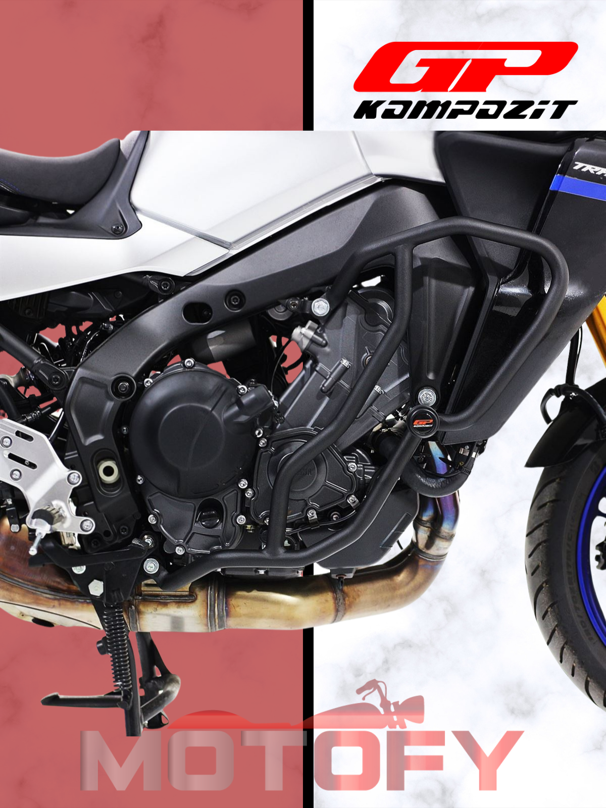 GP Kompozit Yamaha MT-09 Tracer / GT 2021-2024 Uyumlu Motor Koruma Demiri Siyah