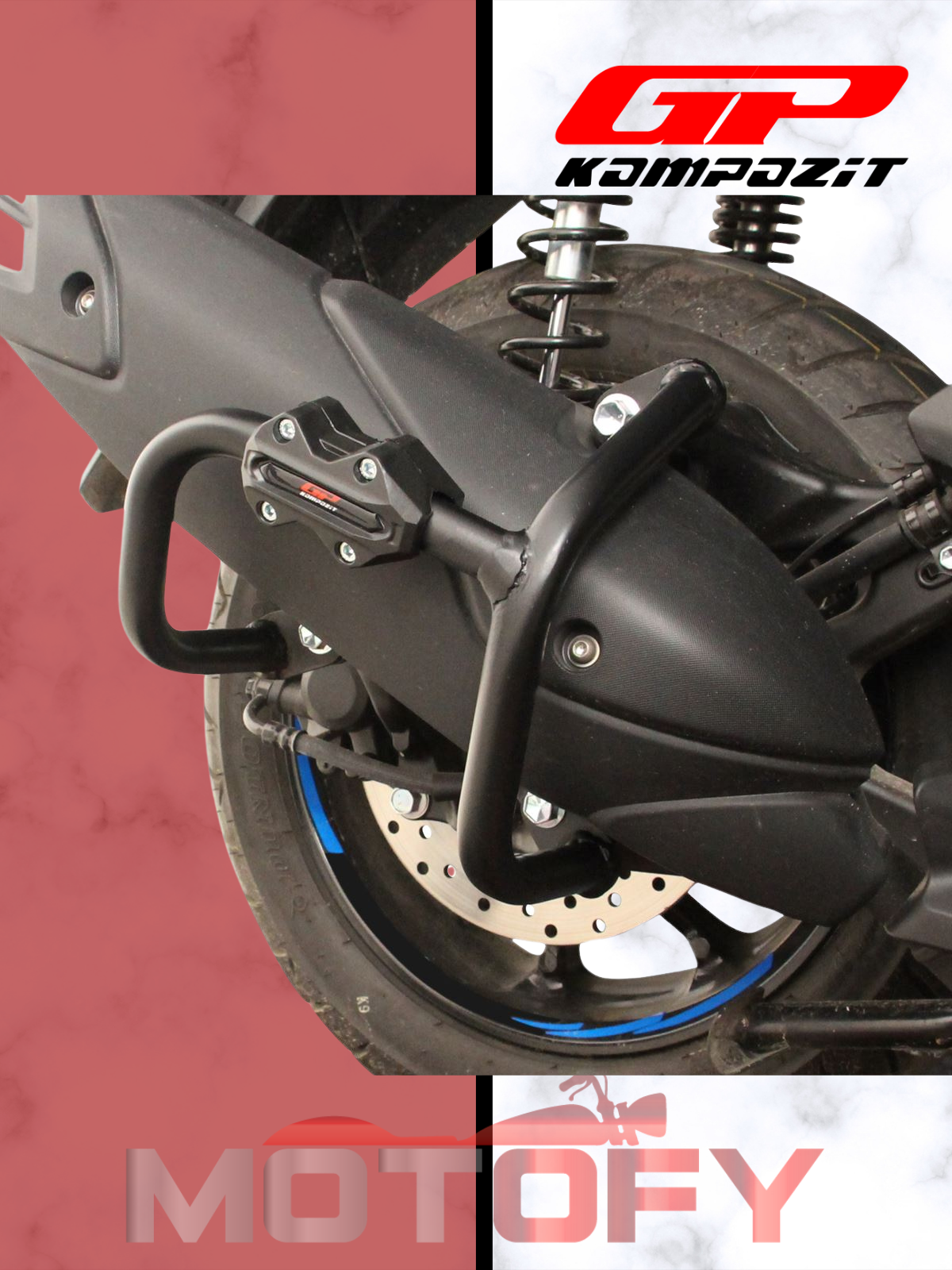 GP Kompozit Yamaha NMAX 125 / 155 2021-2024 Uyumlu Egzoz Koruma Demiri Siyah