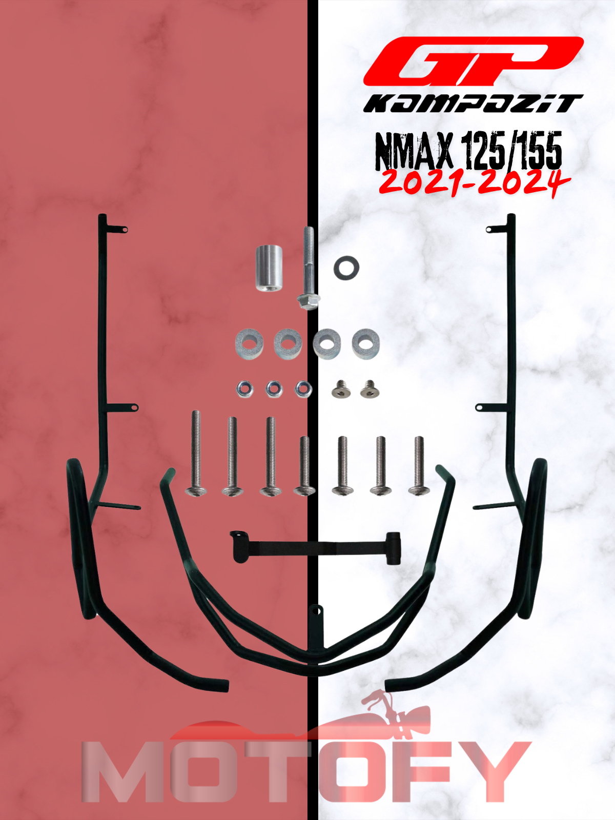 GP Kompozit Yamaha NMAX 125 / 155 2021-2024 Uyumlu Motor Koruma Demiri Siyah