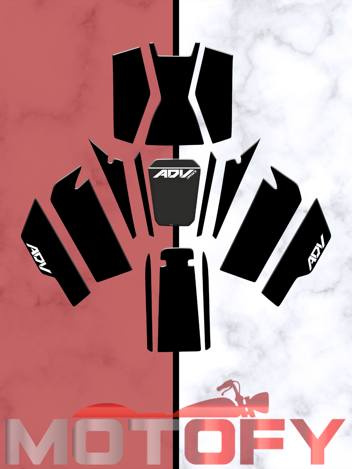 HONDA ADV 350 TANK PAD SETİ SİYAH BEYAZ (15 PARÇA FULL SET)