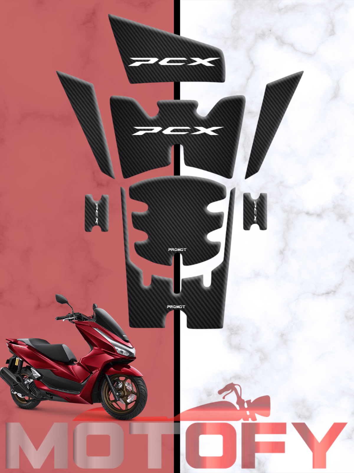 HONDA PCX 125 2025 TANK PAD SETİ KARBON SİYAH