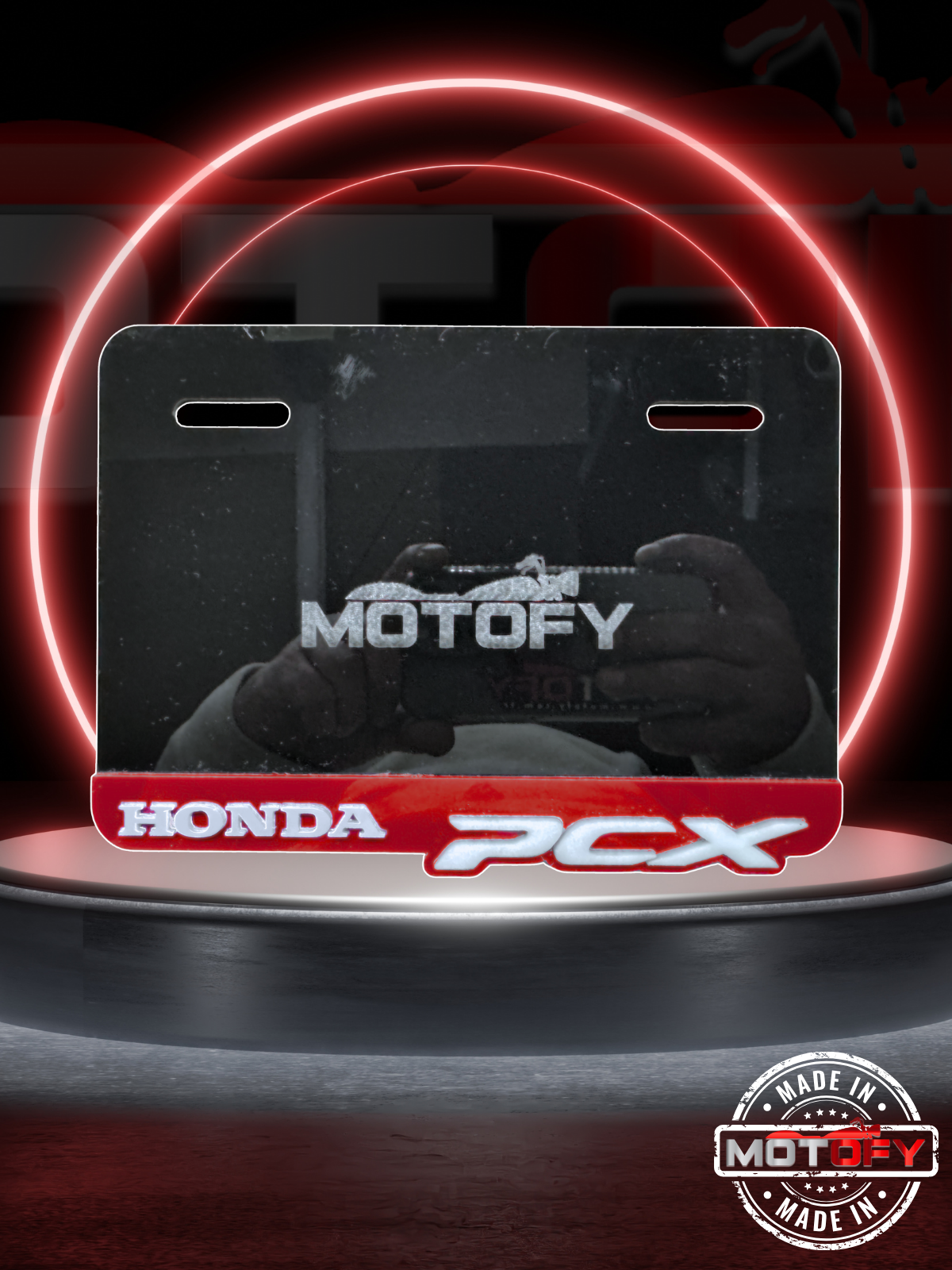 HONDA PCX LOGOLU KIRMIZI PREMİUM PLEKSİ PLAKALIK 19X11,5 CM