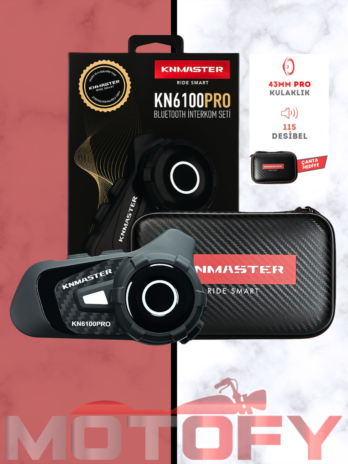KNMASTER KN6100 PRO 2.NESİL KARBON MOTOSİKLET KASK İNTERKOM BLUETOOTH INTERCOM KULAKLIK SETİ
