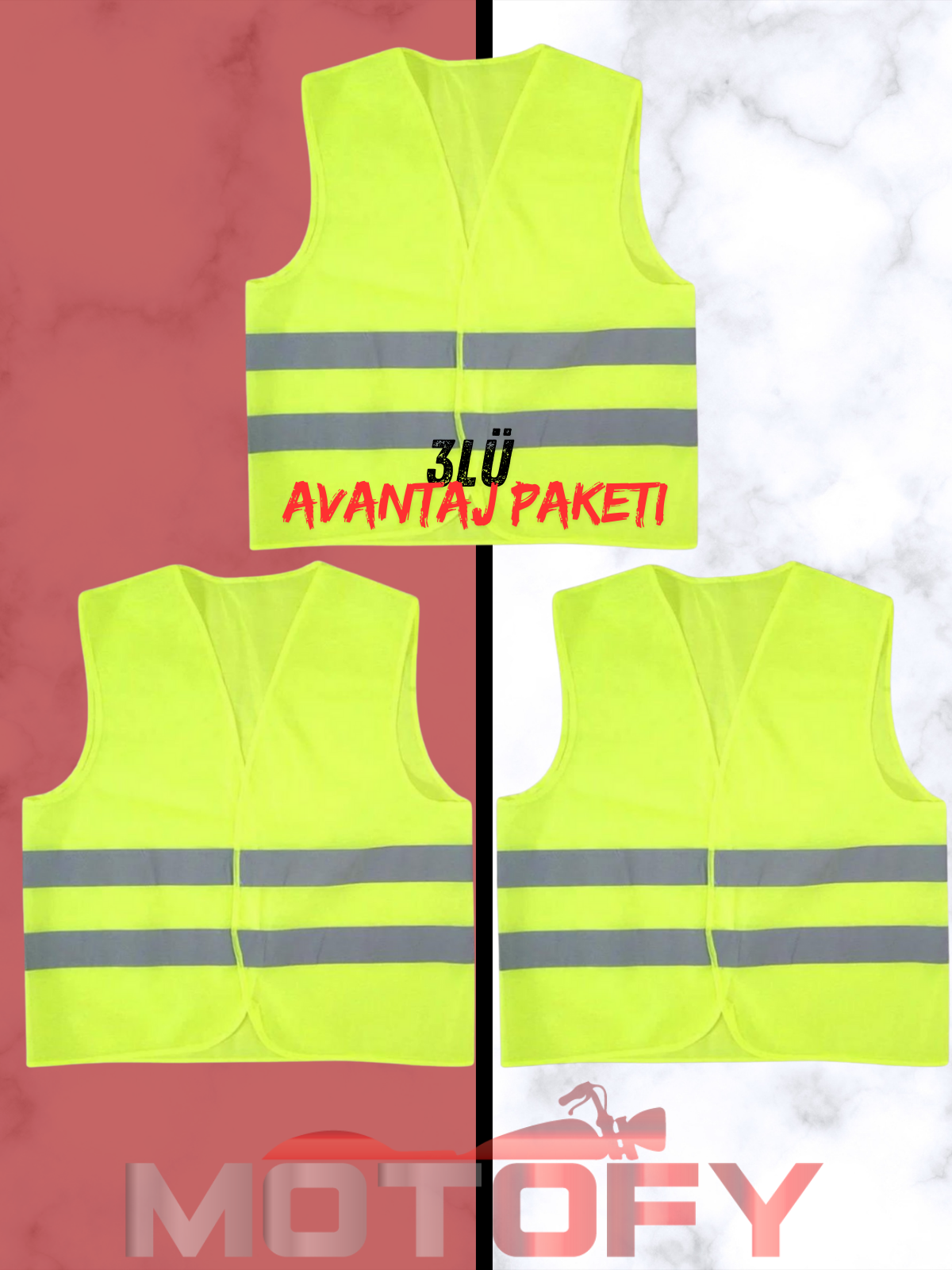 Motosiklet Reflektörlü İkaz ve Görünürlük Yeleği (3 ADET)