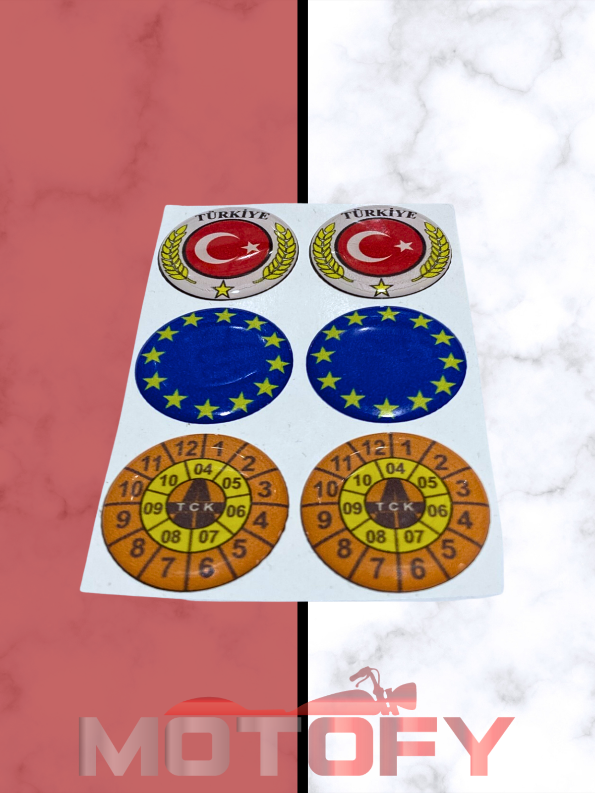 Plaka Pulu Damla Etiket Sticker 3x3cm 6 Adet