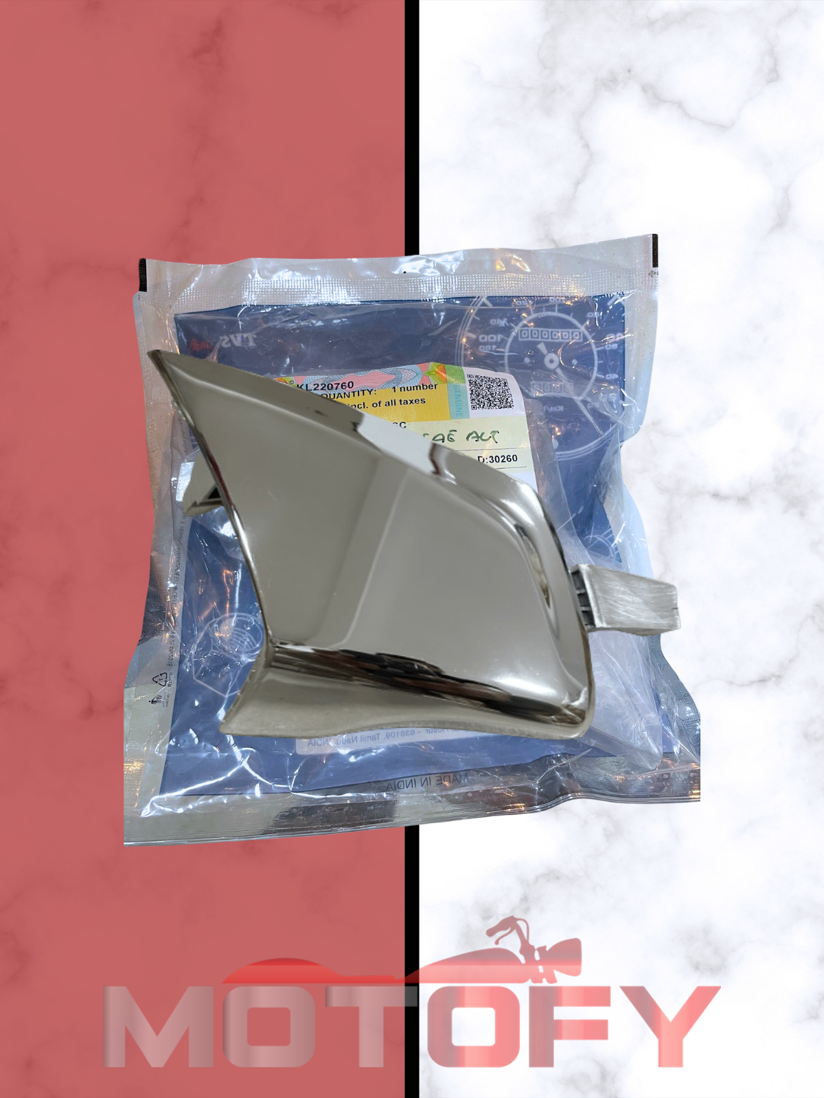 TVS JUPİTER 125 ÖN PANELDEKİ SOL SİNYAL ALTI NİKELAJ DEKOR KAPAK ORİJİNAL - KL220760