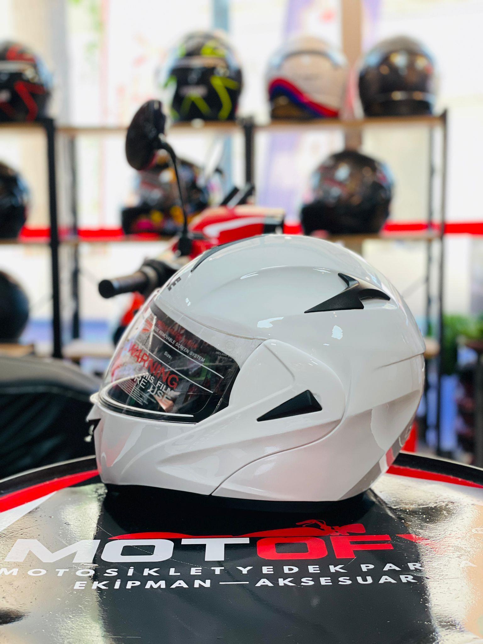 VİRTUE ÇENA AÇILIR GÜNEŞ VİZÖRLÜ ECE 22.05 GÜVENLİK SERTİFİKALI KASK BEYAZ SMALL