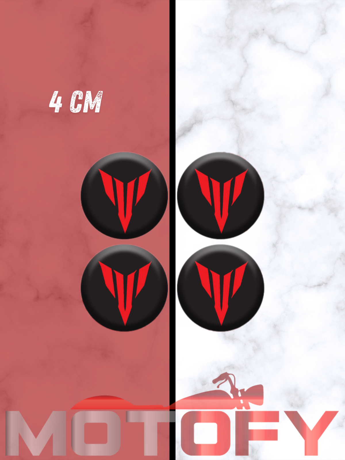 YAMAHA MT SERİSİ KORUMA TAKOZU LOGOSU 4 ADET DAMLA ETİKET KIRMIZI 4CMX4CM