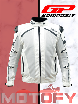 GP Kompozit MNTY001 Yazlık 5 Korumalı Motosiklet Montu Beyaz XXL
