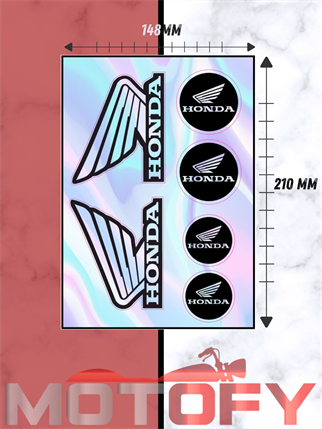 HONDA LOGOLU HOLOGRAM ÇOKLU STİCKER ETİKET SİYAH