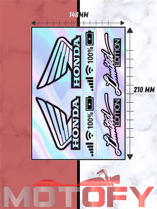 HONDA LOGOLU HOLOGRAM ÇOKLU STİCKER ETİKET SİYAH