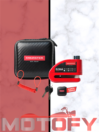 KNMASTER DL506A 6mm Alarmlı Disk Kilidi | Hatırlatma Kablosu ve Taşıma Çantası Hediye