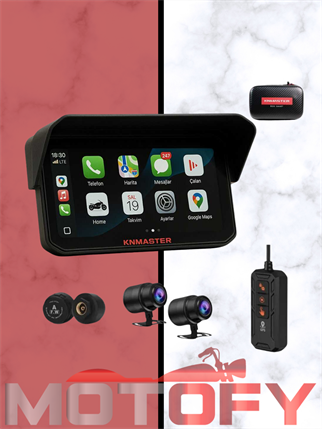 KNMASTER MOTOPLAY 2000 PRO MOTOSİKLET MULTİMEDYA CARPLAY VE ANDROİD AUTO UYUMLU