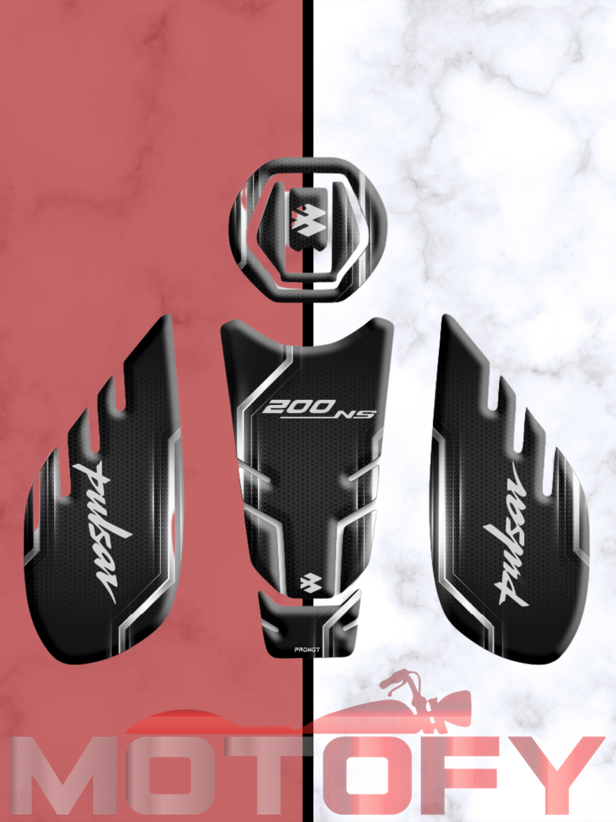 BAJAJ 200 NS TANK PAD SETİ SİYAH BEYAZ